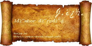 Jámbor Árpád névjegykártya