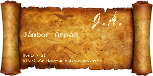 Jámbor Árpád névjegykártya